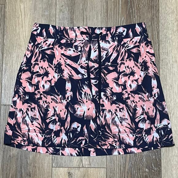 Speedo Other - Speedo Women's Woven Swim Skort Skirt Size M Pink Navy Floral Pockets Beach EUC!